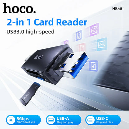 HOCO HB45 2-in-1 USB-A & USB-C Card Reader