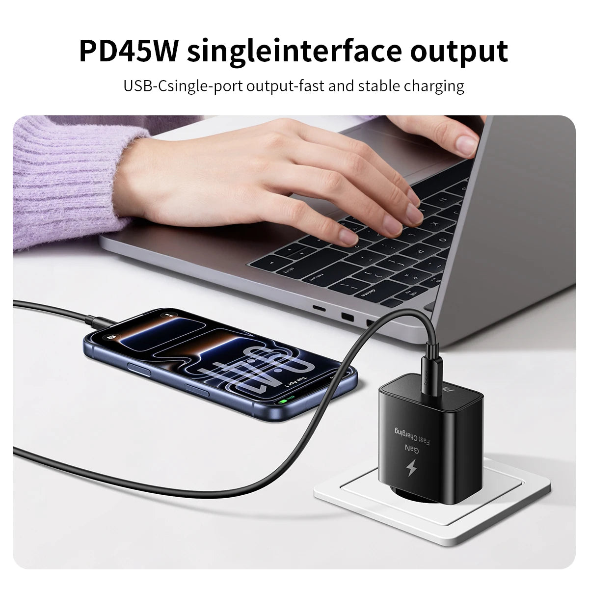 HOCO N77 45W GaN USB-C Charger with USB-C Cable