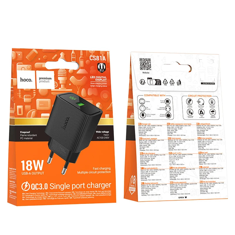 HOCO CS81A PowerDisplay 18W Fast Charger