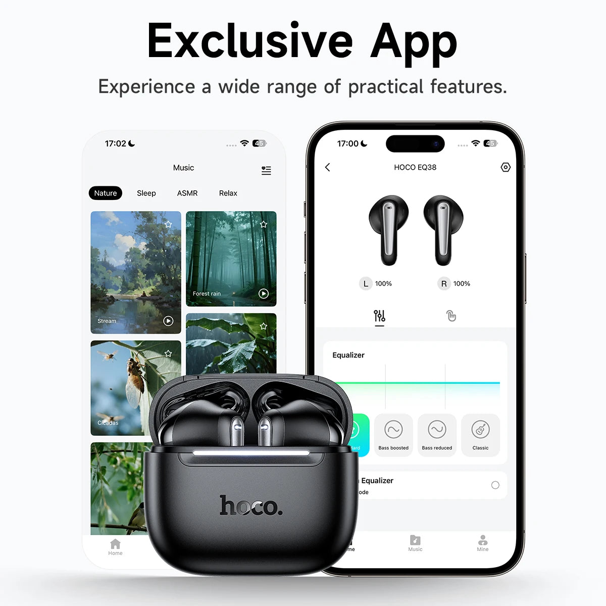 HOCO EQ38 App-Controlled Semi-In-Ear Wireless Earbuds