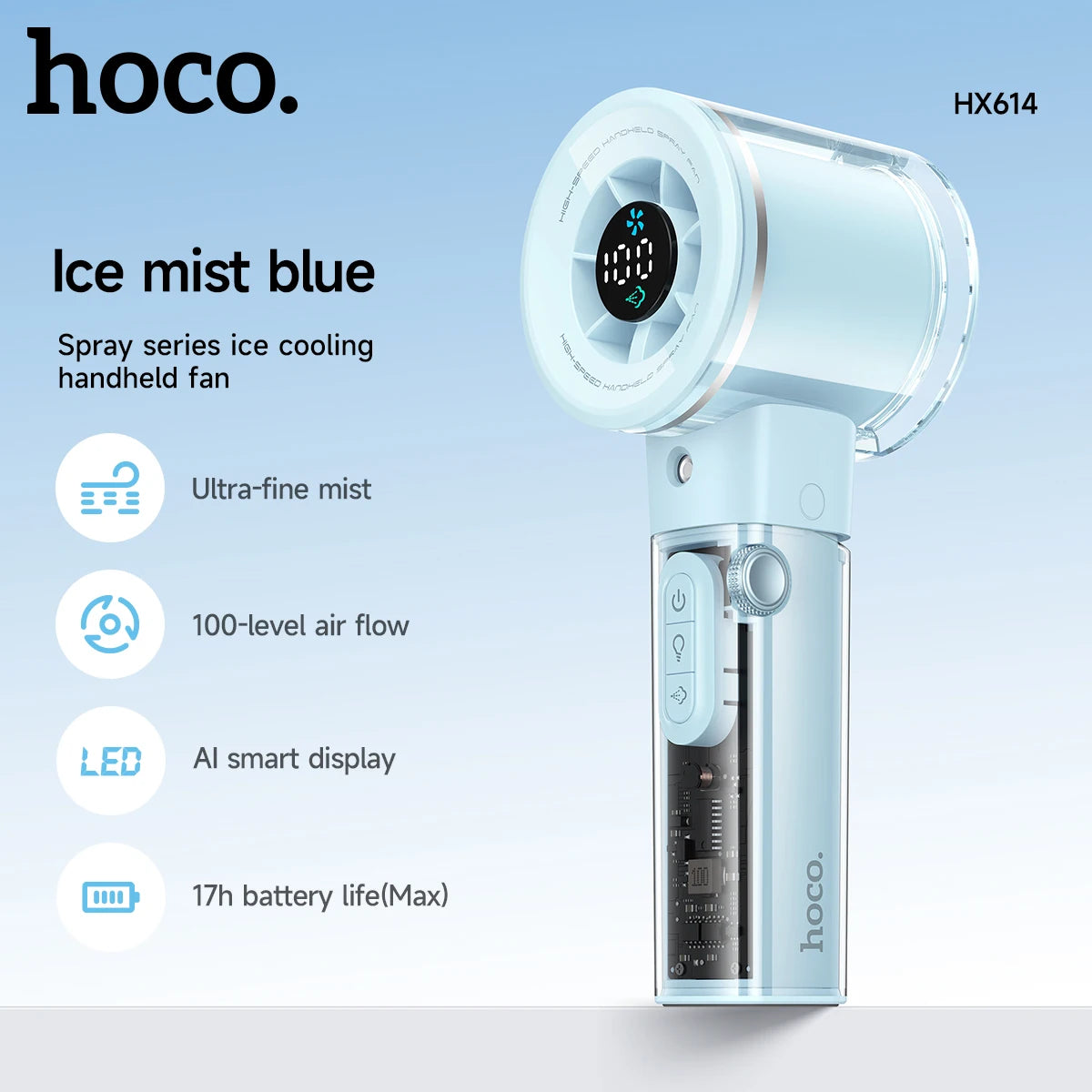 HOCO HX614 Portable Misting Fan with Digital Display