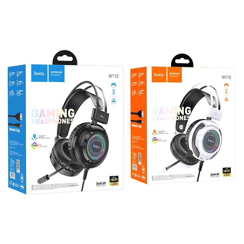 HOCO W110 RGB Gaming Wired Headset with Noise-Canceling Mic