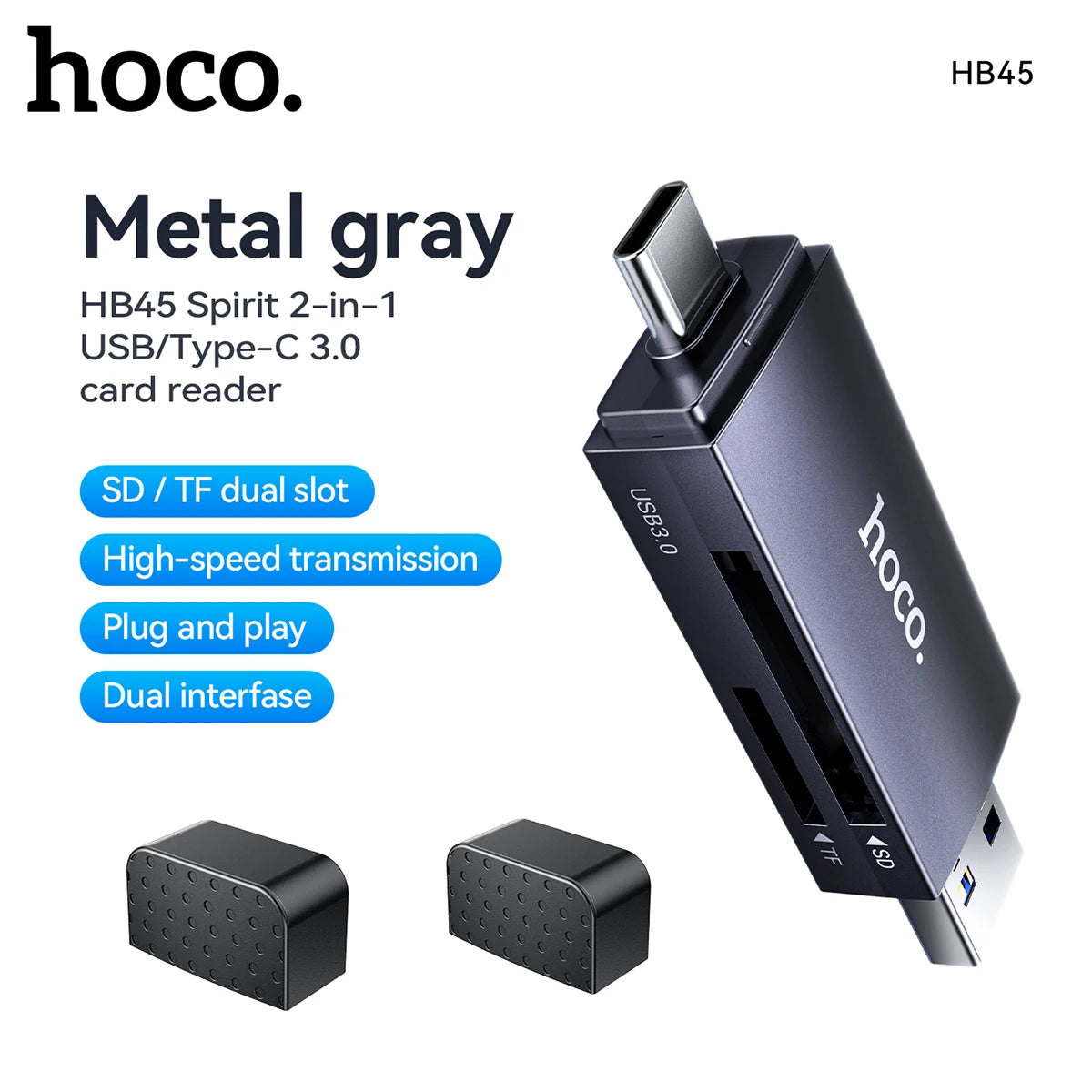 HOCO HB45 2-in-1 USB-A & USB-C Card Reader