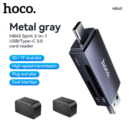 HOCO HB45 2-in-1 USB-A & USB-C Card Reader