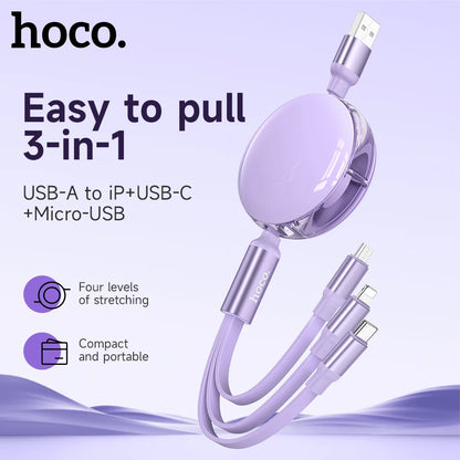 HOCO X78 Retractable 3-in-1 Charging Cable