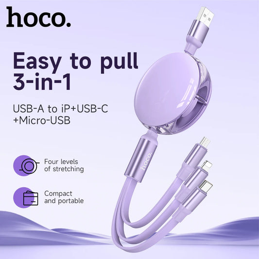 HOCO X78 Retractable 3-in-1 Charging Cable