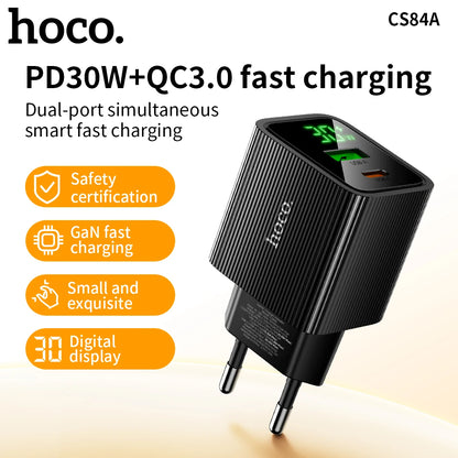 HOCO CS84A 30W GaN Fast Charger with Digital Display