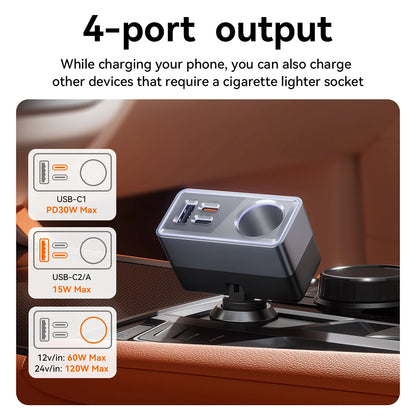 HOCO Z65A 165W Car Charger with PD45W and Cigarette Lighter Port