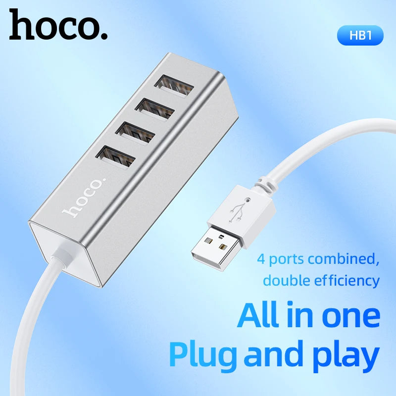 HOCO HB1 4-Port USB 2.0 High-Speed Hub