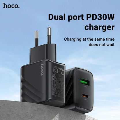 HOCO CS23A 30W GaN Dual Port Charger USB-C + USB-A
