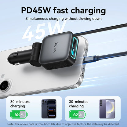 HOCO Z67 60W Retractable USB-C Car Charger