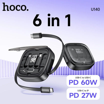 HOCO U140 6-in-1 Retractable Charging Cable Kit 60W