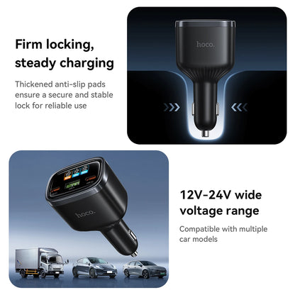 HOCO Z70 93W 3-Port Car Charger with TFT Display