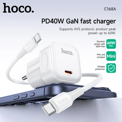 HOCO C168A 40W GaN USB-C Fast Charger