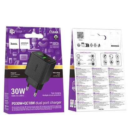 HOCO CS84A 30W GaN Fast Charger with Digital Display