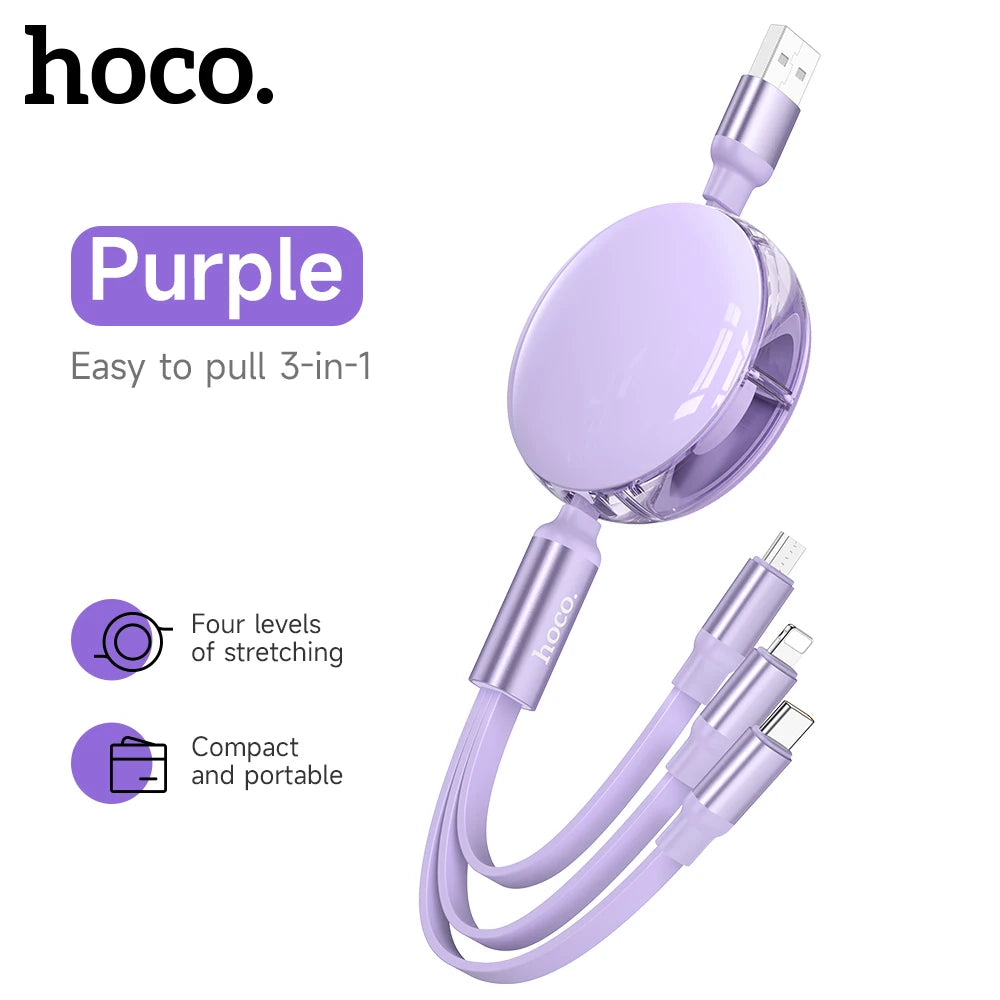 HOCO X78 Retractable 3-in-1 Charging Cable