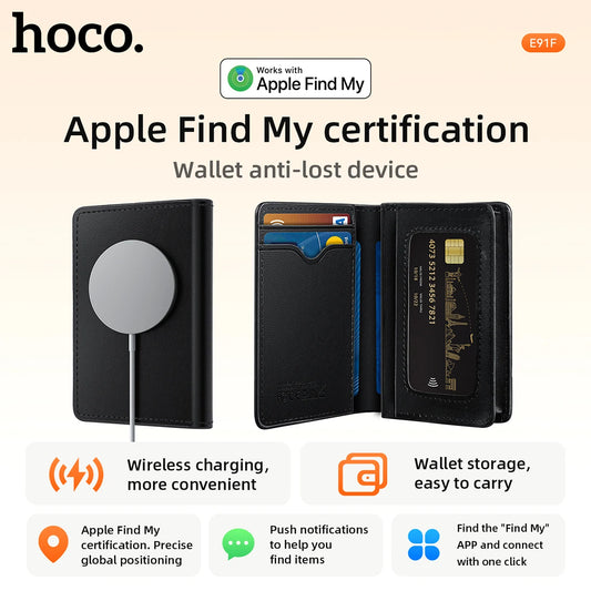 HOCO E91F Wallet Tracker with Apple Find My and Wireless Charging