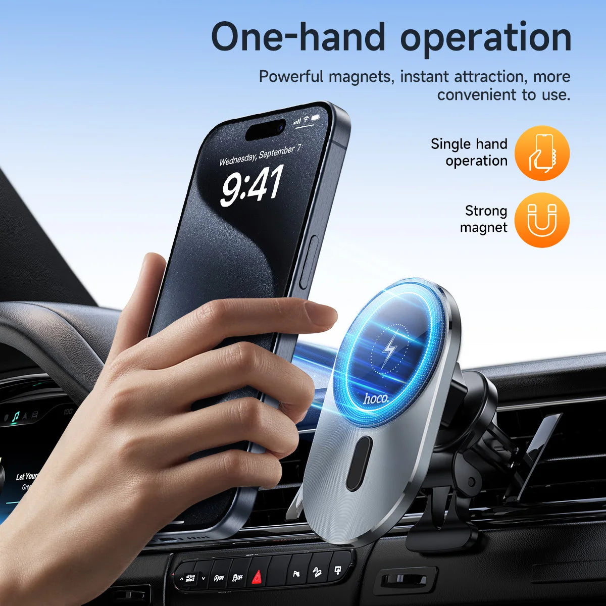 HOCO CA91 Magnetic Wireless Car Charger Mount 15W