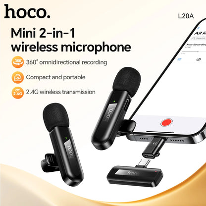 HOCO L20A Wireless Lavalier Microphone for iPhone and Android