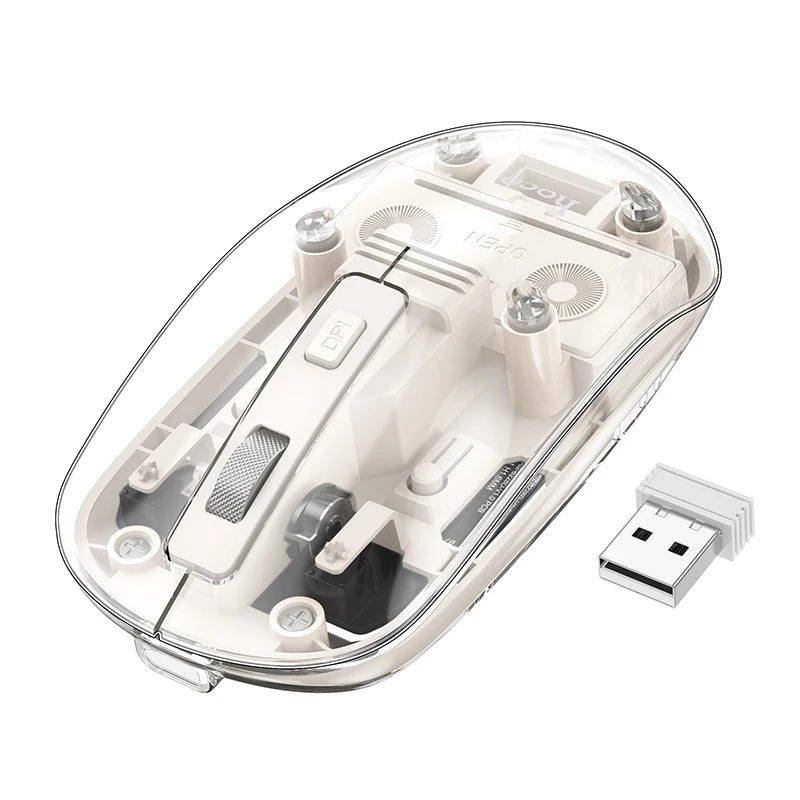 HOCO GM29 Transparent Dual-Mode Wireless Mouse – 1600 DPI Silent