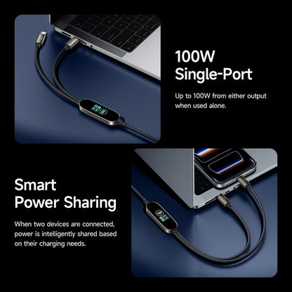 HOCO U156 100W Dual USB-C Charging Cable with TFT Display