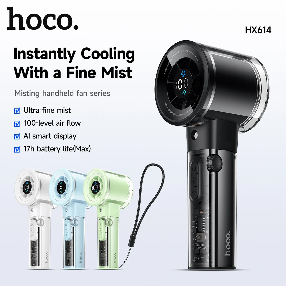 HOCO HX614 Portable Misting Fan with Digital Display
