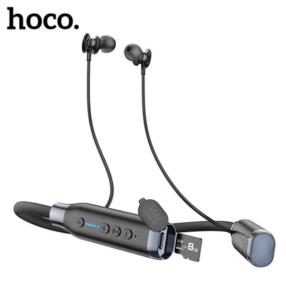 Hoco Bluetooth earbuds with charging case on a white background