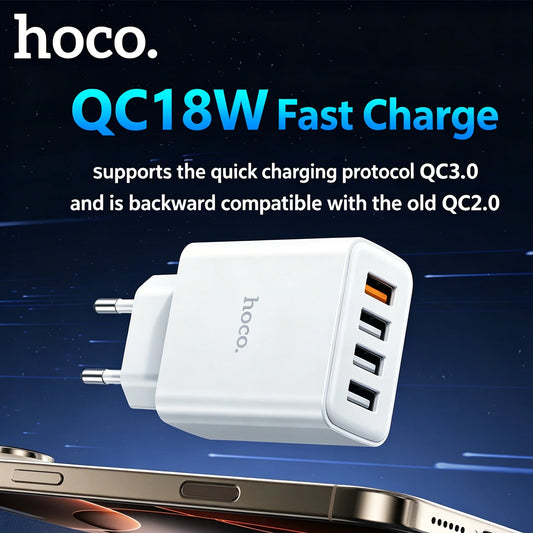 HOCO C102A 4-Port USB Wall Charger QC 3.0 18W