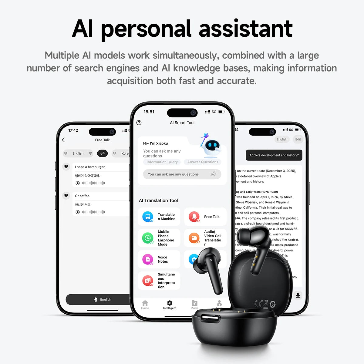 HOCO EQ100 AI Real-Time Translation Earbuds