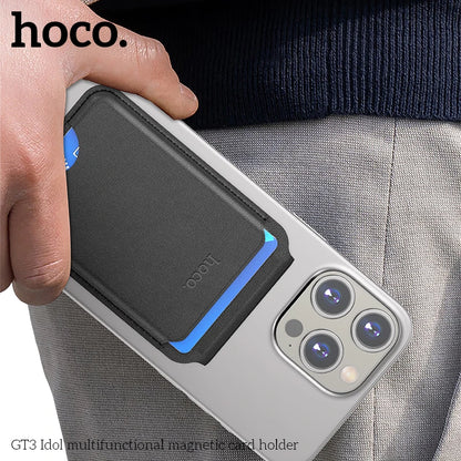 Phone case with hoco branding held by a person, showing a close-up of the phone's back.