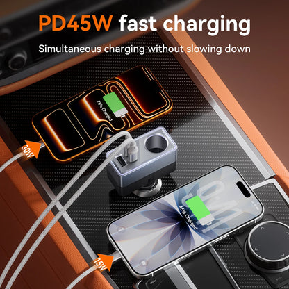HOCO Z65A 165W Car Charger with PD45W and Cigarette Lighter Port