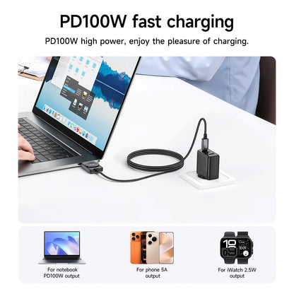 HOCO CW6 100W USB-C 2-in-1 Cable with Apple Watch Wireless Charger
