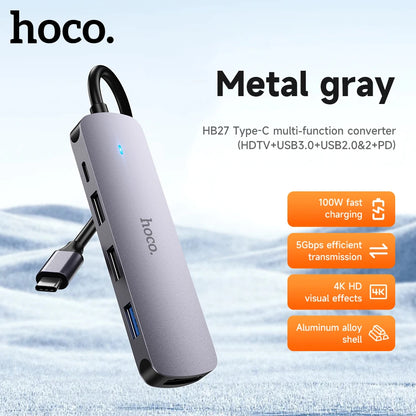 HOCO HB27 5-in-1 USB-C Hub with 4K HDMI and PD