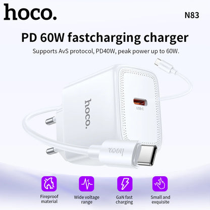 HOCO N83 60W GaN USB-C Charger with USB-C Cable