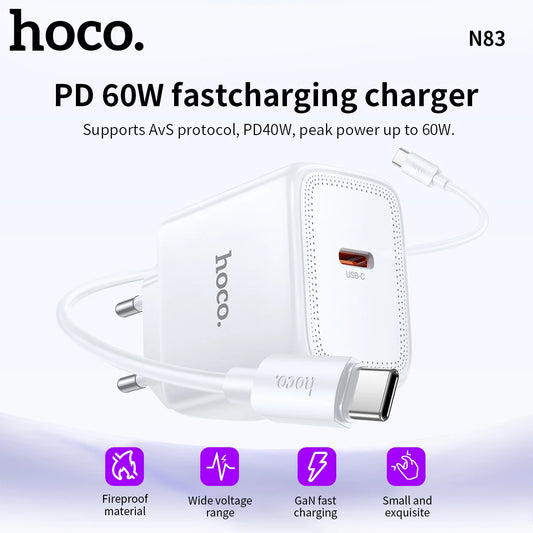 HOCO N83 60W GaN USB-C Charger with USB-C Cable