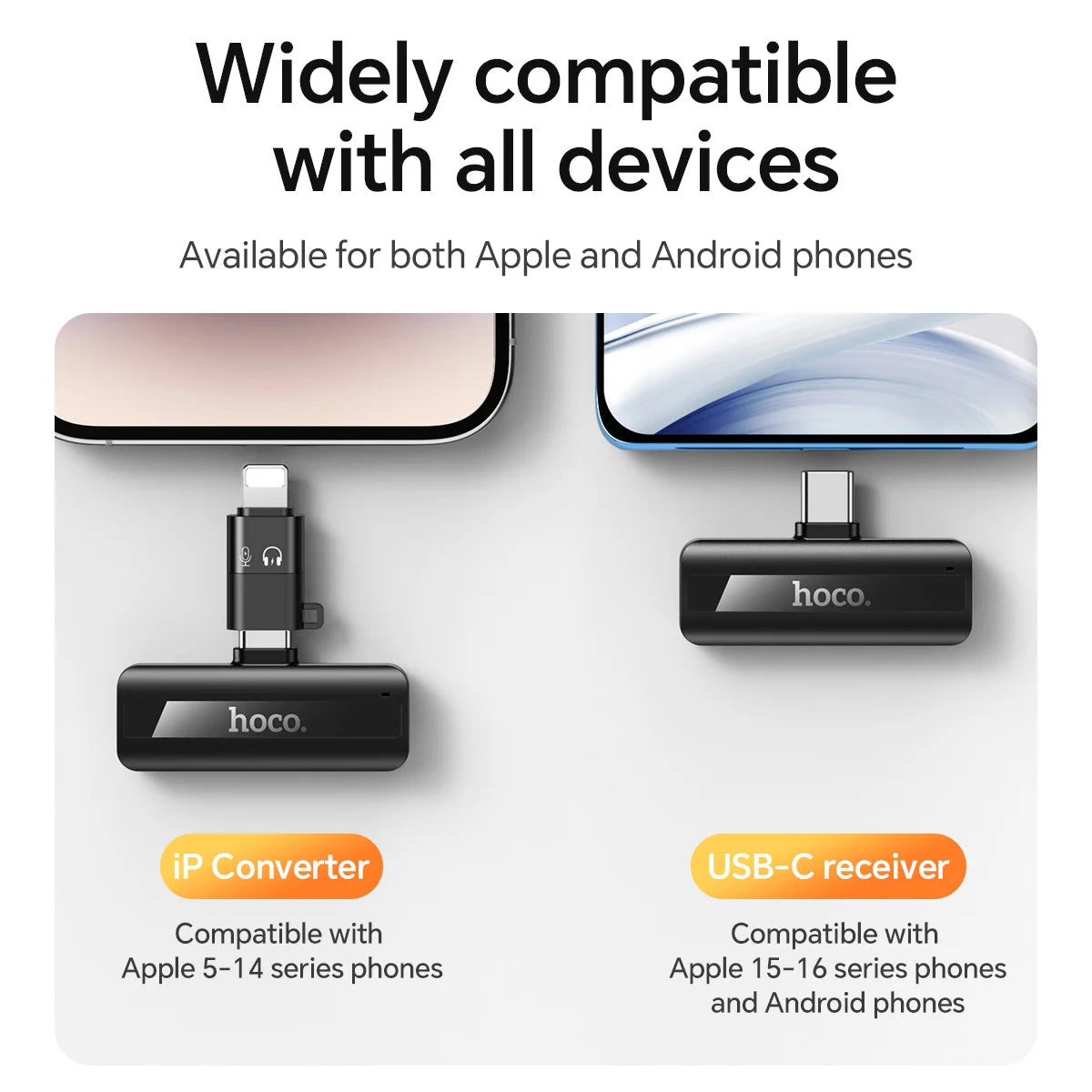 HOCO L20A Wireless Lavalier Microphone for iPhone and Android