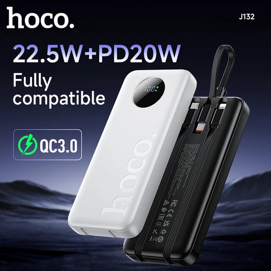 hoco power bank with QC3.0 compatibility on a dark background