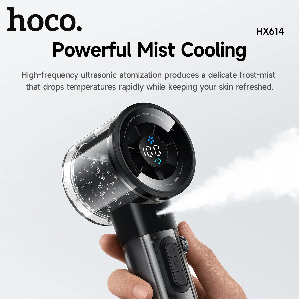 HOCO HX614 Portable Misting Fan with Digital Display