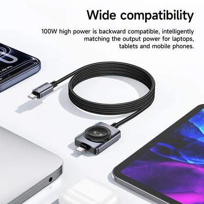 HOCO CW6 100W USB-C 2-in-1 Cable with Apple Watch Wireless Charger