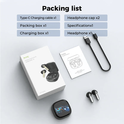 HTC NE46 AI Translation Smart Earbuds with Heart Rate Monitoring