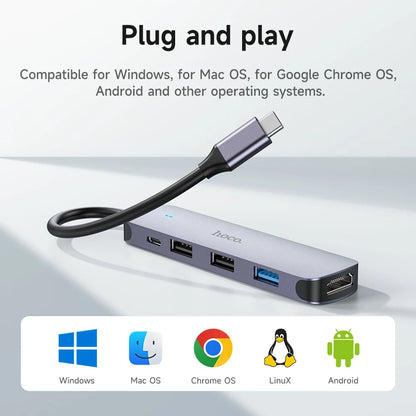 HOCO HB27 5-in-1 USB-C Hub with 4K HDMI and PD
