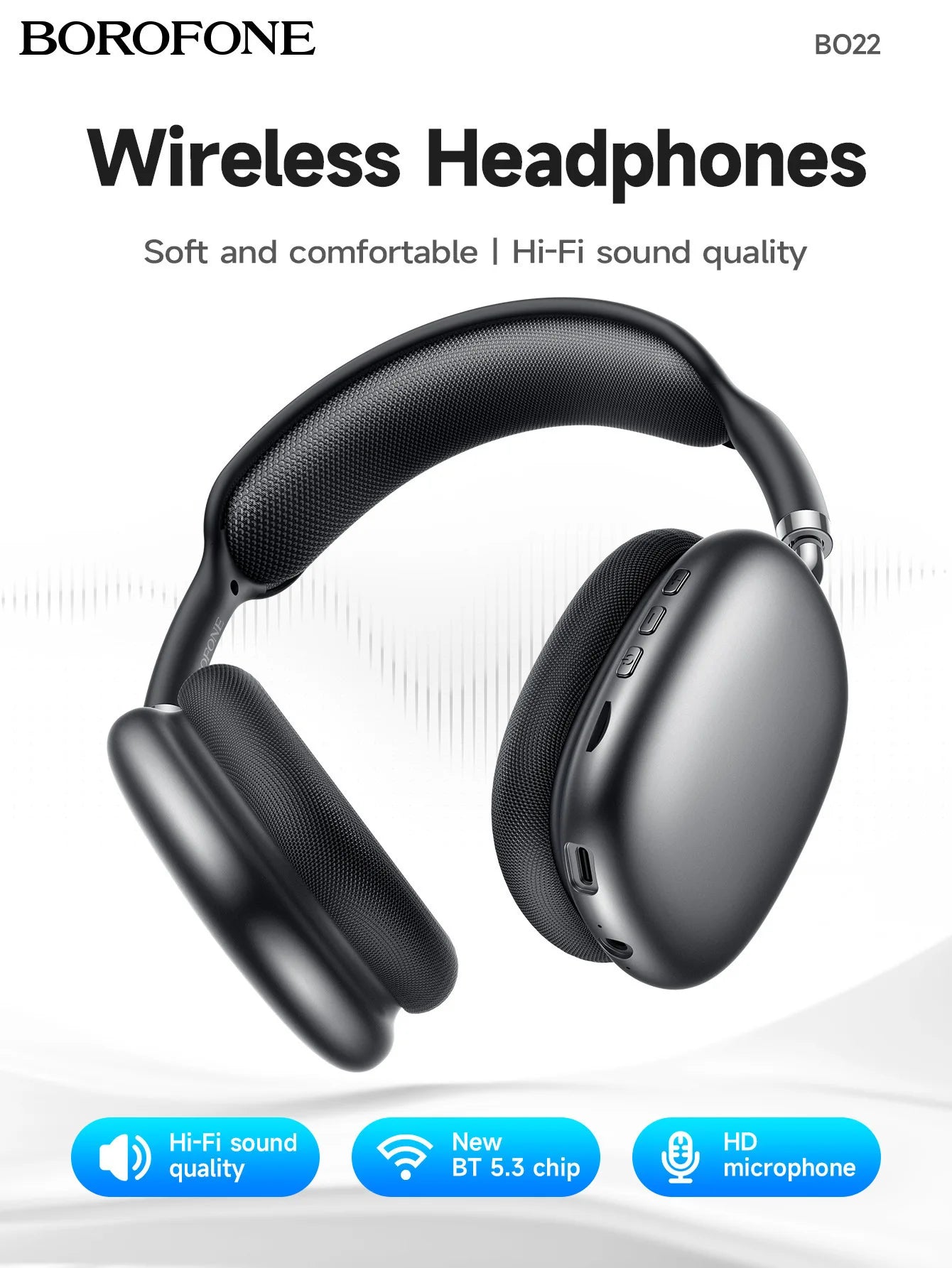 BOROFONE BO22 Hi-Fi Bluetooth Over-Ear Headphones