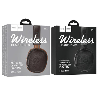 Two packaging boxes for Hoco wireless headphones on a white background