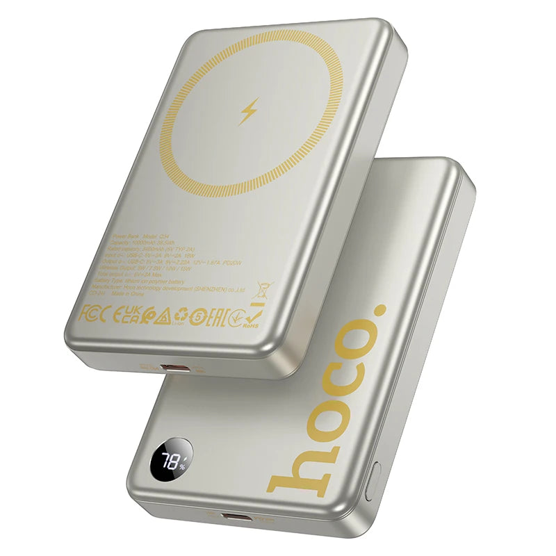 HOCO Q34 10000mAh Magnetic Wireless Power Bank with LED Display
