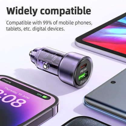 HOCO Z52 Transparent 38W PD + QC 3.0 Car Charger