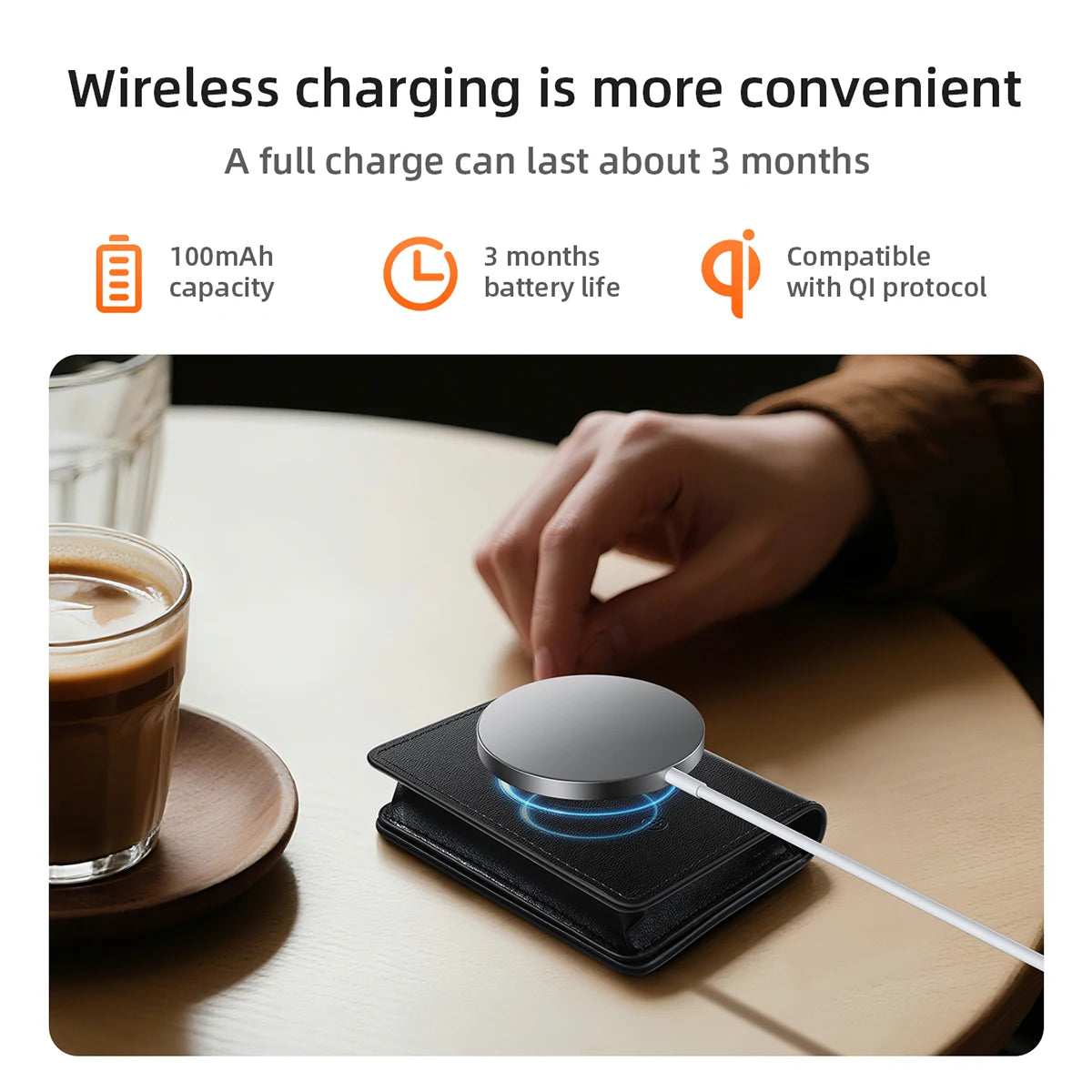 HOCO E91F Wallet Tracker with Apple Find My and Wireless Charging