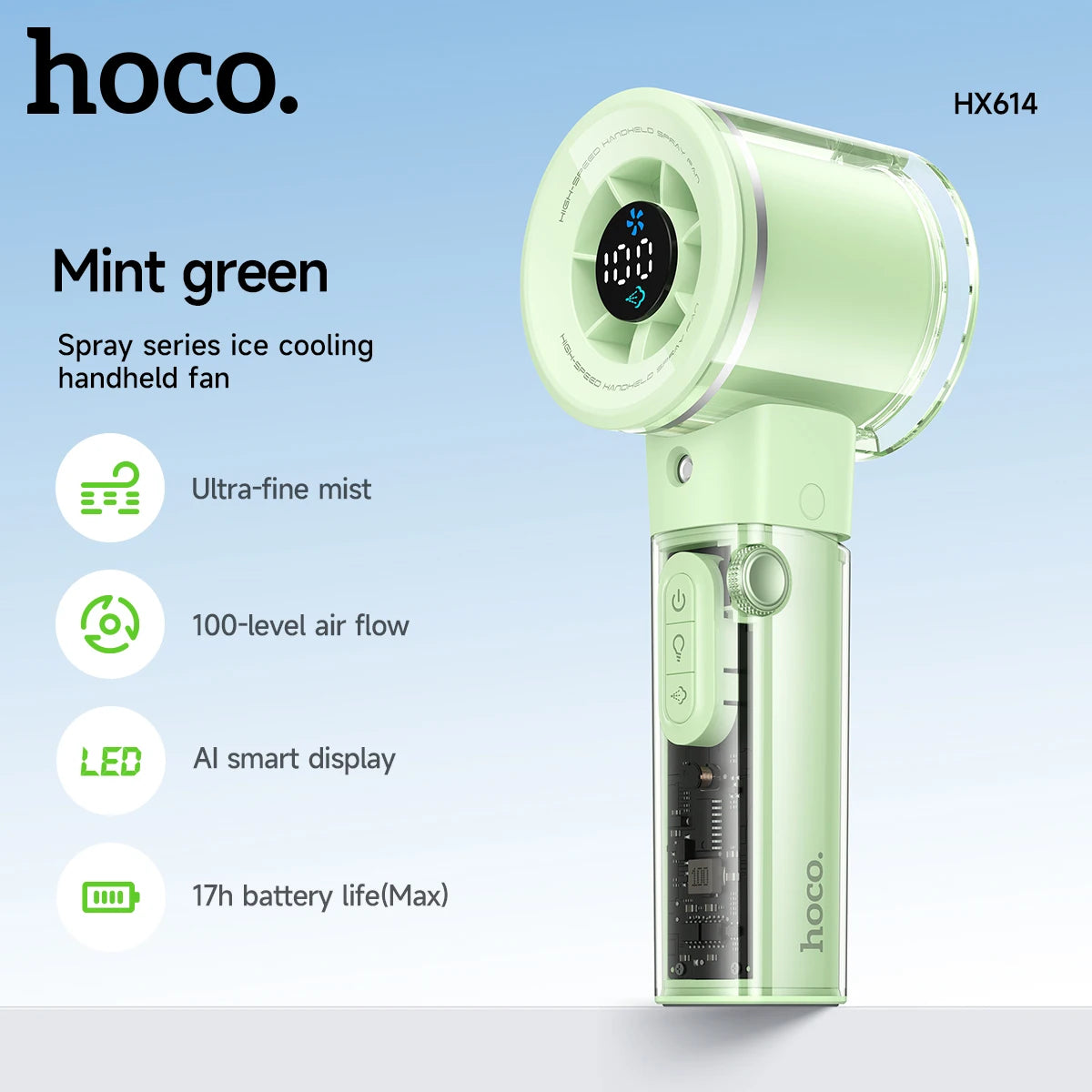 HOCO HX614 Portable Misting Fan with Digital Display