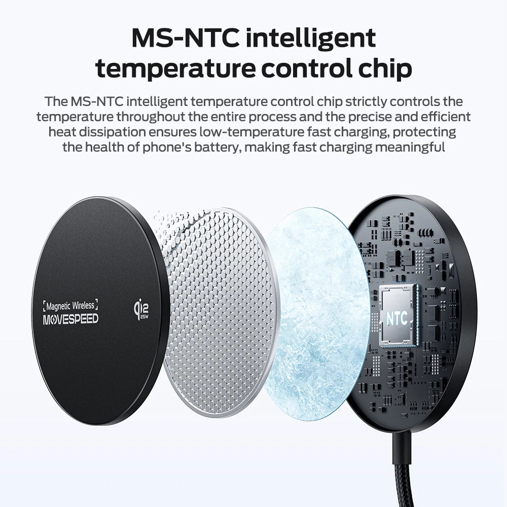 MOVESPEED MSW010 Qi2 25W Magnetic Wireless Charger