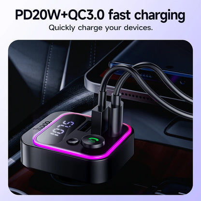 Fast charging adapter with digital display on a car dashboard