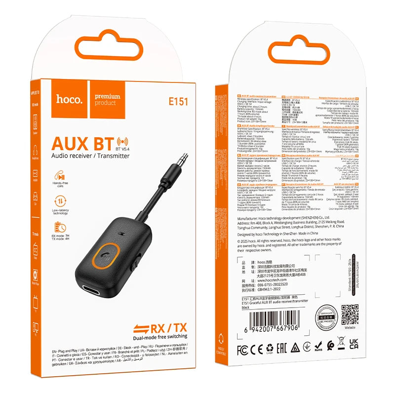 HOCO E151 Bluetooth 5.4 AUX Receiver & Transmitter